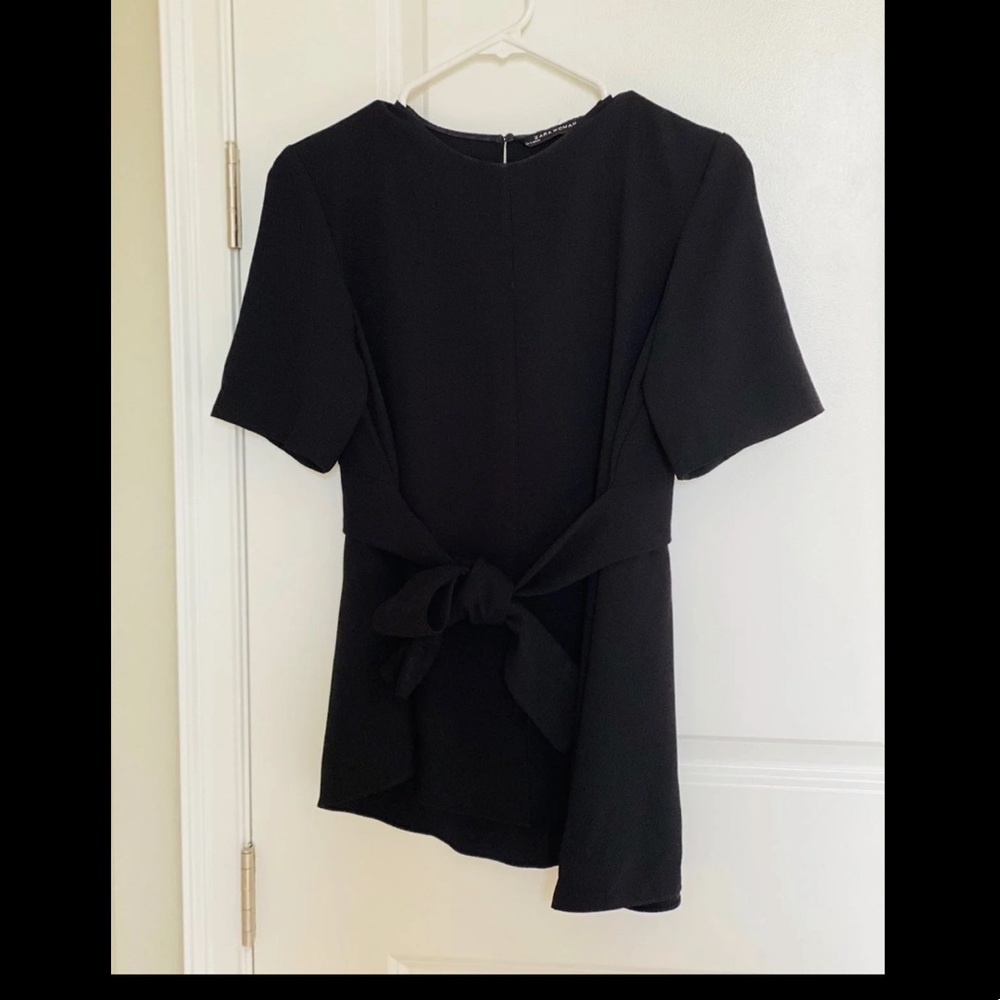 Zara Belted Top with Assynetrical Hem, M